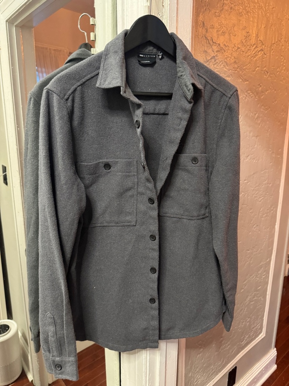 Men's Gray Button-Up Jacket Shirt
